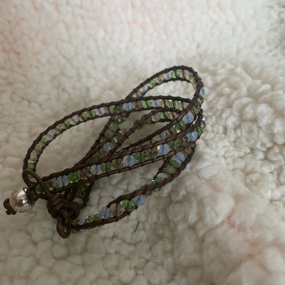 Leather and Bead Wrap Bracelet